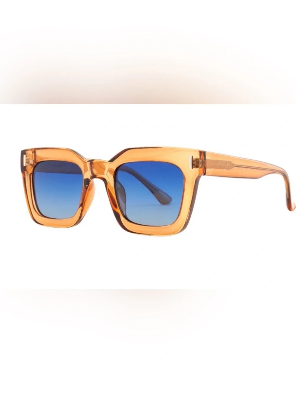 NWT Ryan Simkai Sunglasses Tan with blue lenses